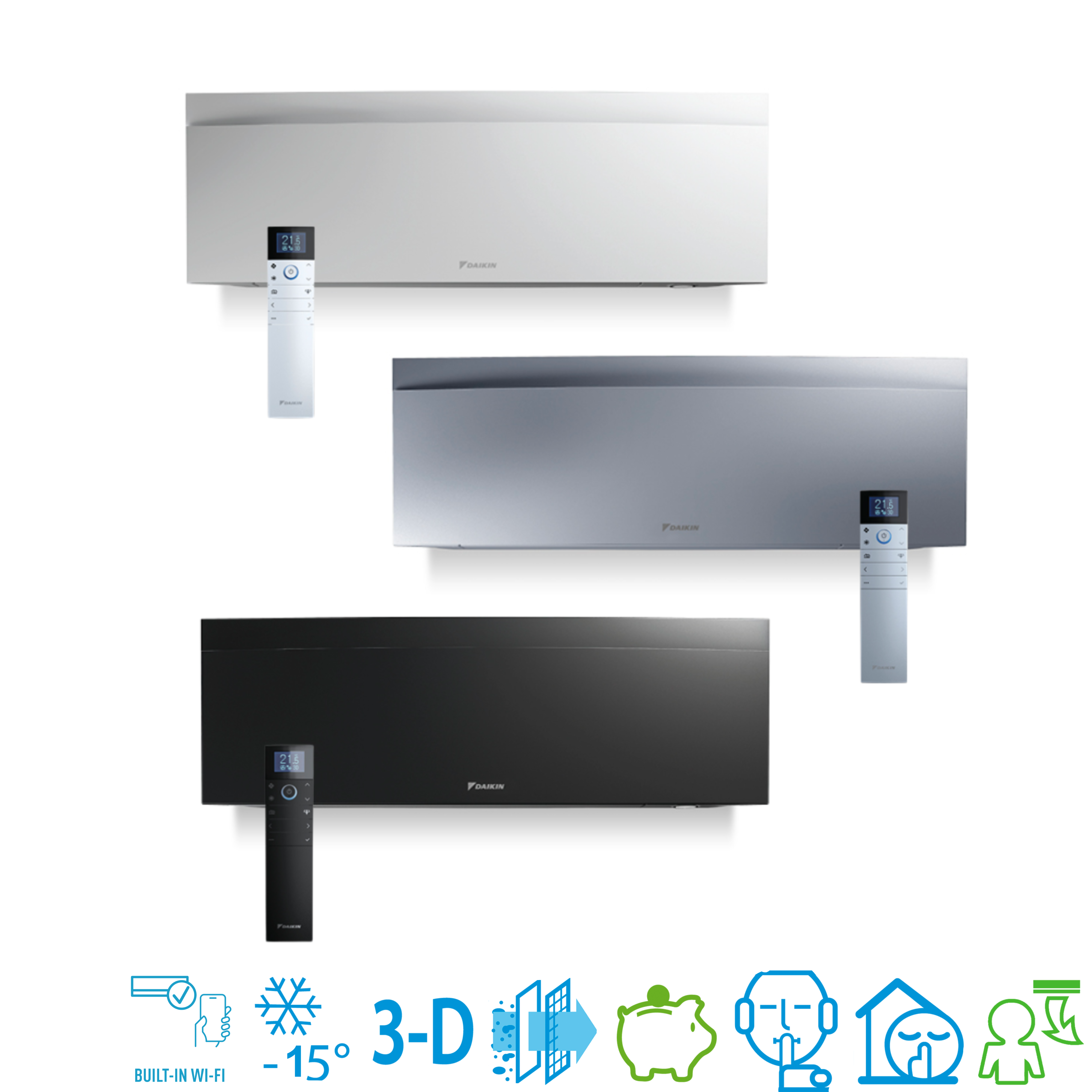 Set nástennej klimatizácie DAIKIN Emura FTXJ 4,2kW - čierna